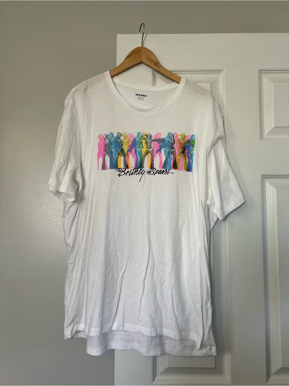 Old Navy White Britney Spears Tee with Multicolor Accents